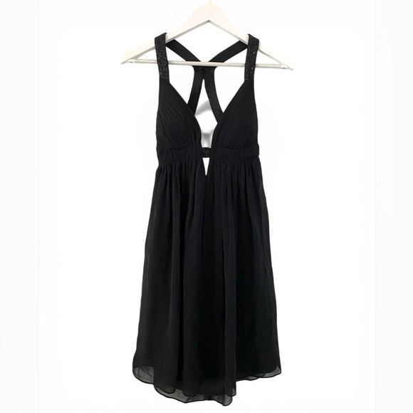 Cache Dresses & Skirts - Cache  y2k vintage Black Backless sequins Crisscross Midi Dress silk